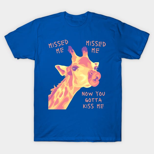 Missed Me Giraffe Kiss T-Shirt by Slightly Unhinged